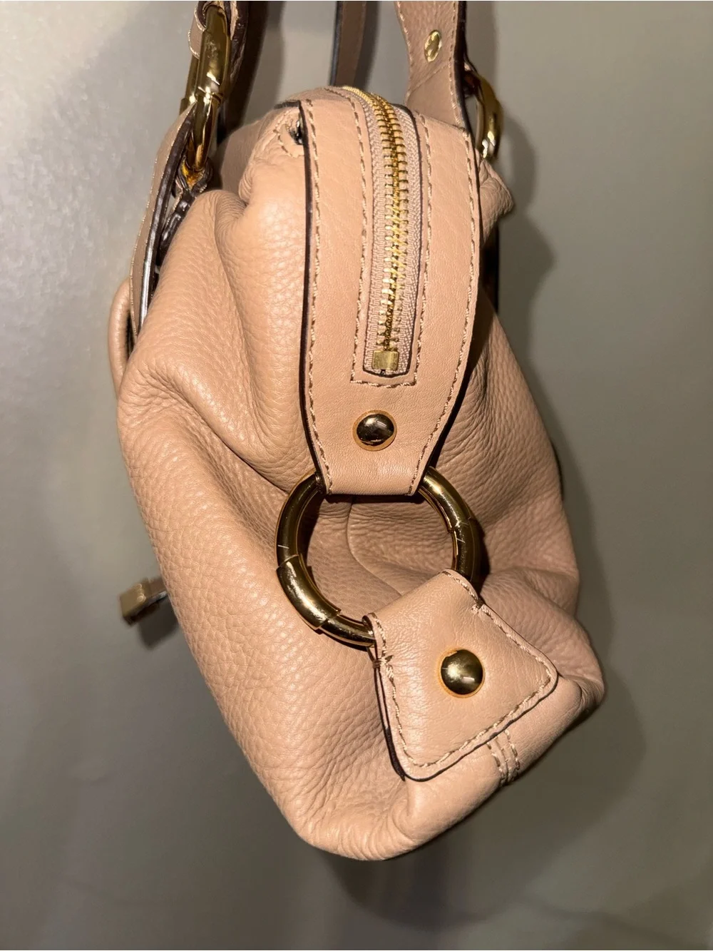 Michael Kors Blush Pink Pebbled Leather Shoulder Bag with Gold Hardware